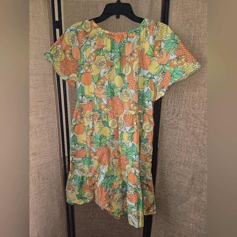 NWOT Payton & Parker Colorful Fruit Print Dress With Pockets Citrus Size Medium - Picture 12 of 12
